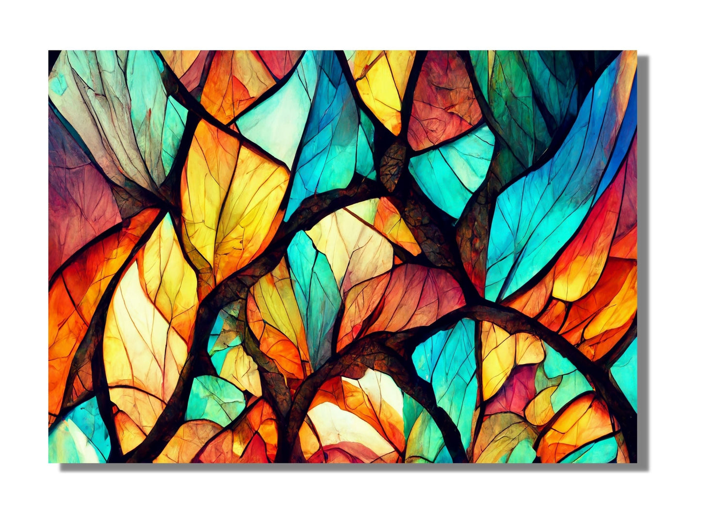 Abstract Floral Glass Printing Wall Art-Home Office Wall Painting Decor