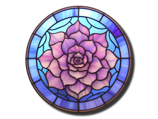 Stained Glass Lotus Flower Pattern Wall Art Decor-Glass Printing Wall Painting Round