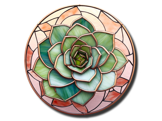 Stained Glass Lotus Flower Pattern Wall Art Decor-Glass Printing Wall Painting Round