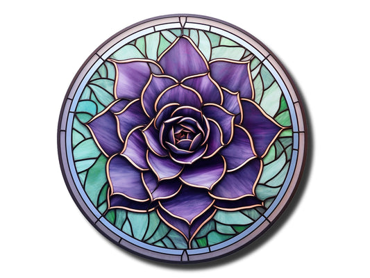 Stained Glass Lotus Flower Pattern Wall Art Decor-Glass Printing Wall Painting Round