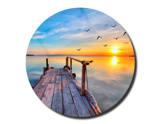 Ocean Beach&Sunset Wall Art Decor-Home&Office Glass Printing Wall Painting