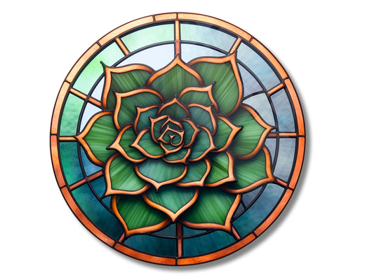 Stained Glass Lotus Flower Pattern Wall Art Decor-Glass Printing Wall Painting Round