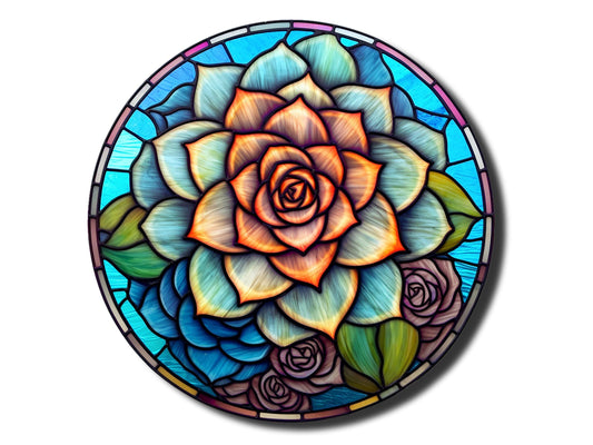 Stained Glass Lotus Flower Pattern Wall Art Decor-Glass Printing Wall Painting Round