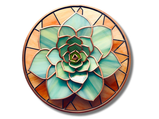 Stained Glass Lotus Flower Pattern Wall Art Decor-Glass Printing Wall Painting Round