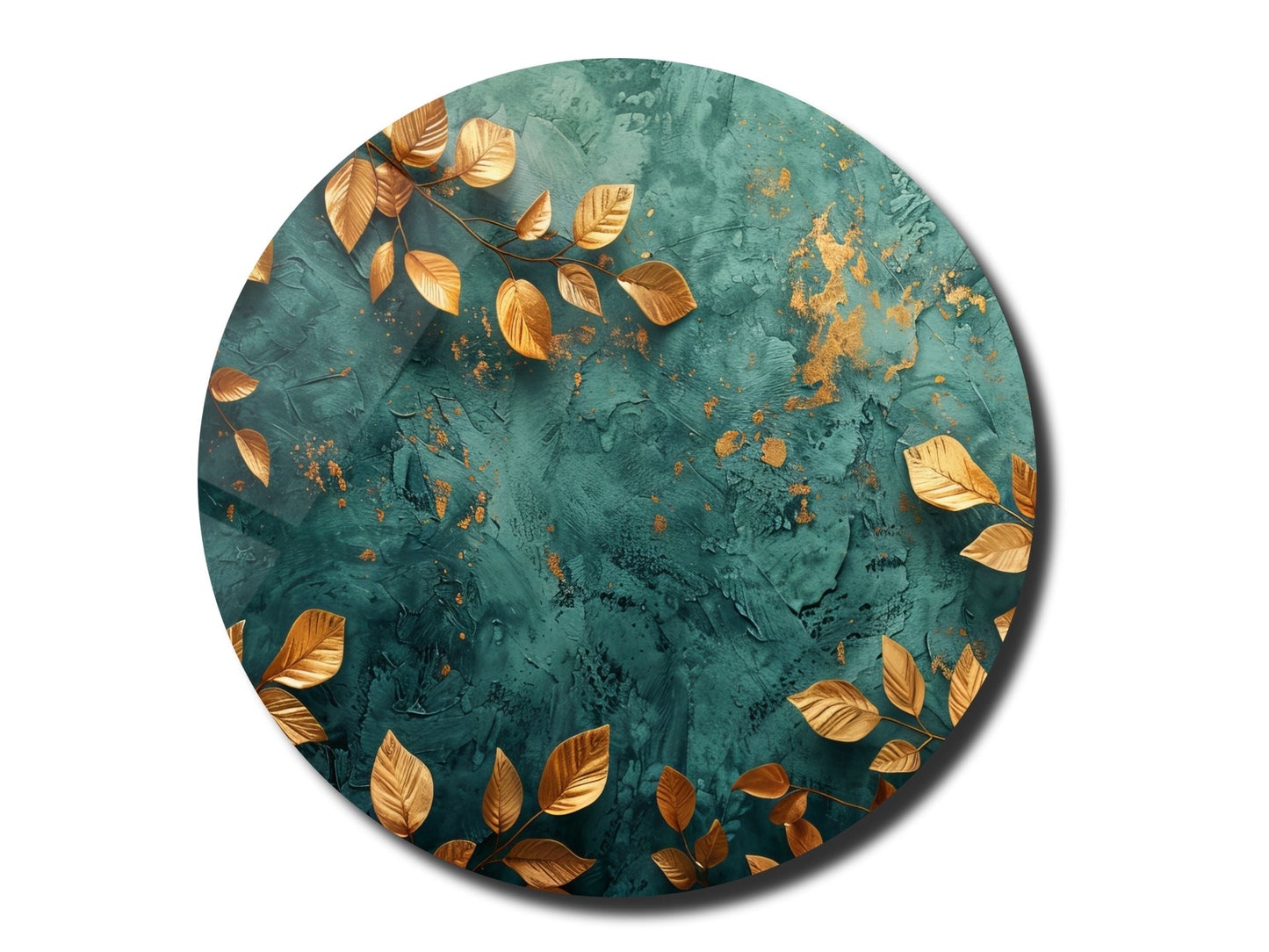 Abstract Gold Green Wall Art Decor-Home&Office Glass Printing Wall Painting
