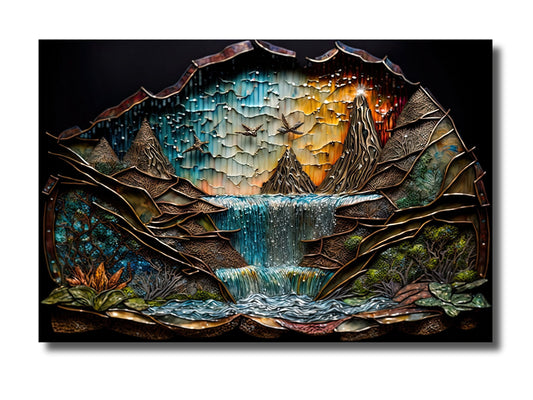 Stained Glass Waterfall Pattern Wall Art Window-Wall Painting Decor