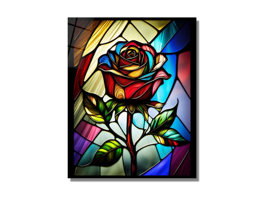 Stained Glass Rose Pattern Wall Art Window-Wall Painting Decor