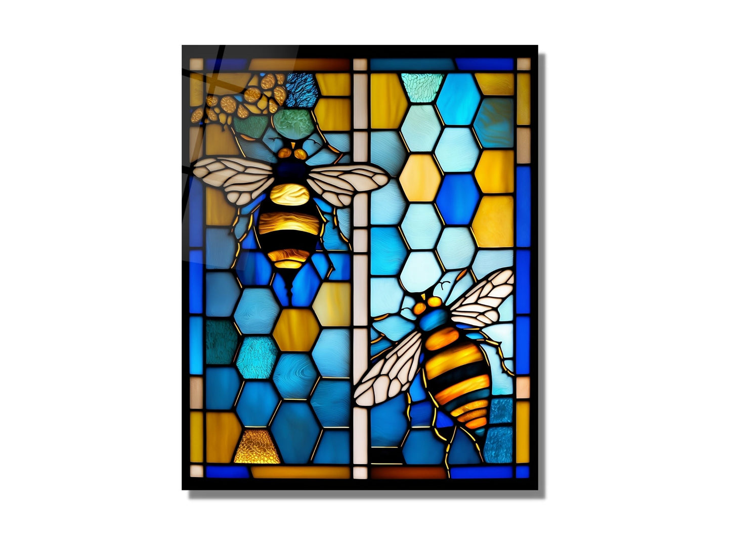 Stained Glass Bee Pattern Wall Art Window-Wall Painting Decor