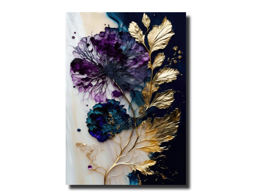 Abstract Floral Marble Design Glass Wall Art-Home&Office Glass Printing Wall Decor