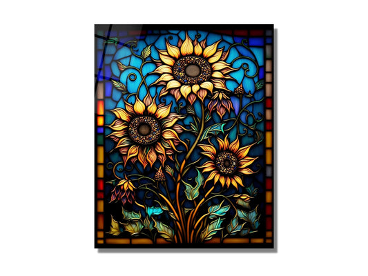 Stained Glass Sunflower Pattern Wall Art Window-Wall Painting Decor