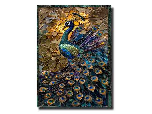 Stained Glass Peacock Pattern Wall Art Decor-Home&Office Glass Printing Wall Painting