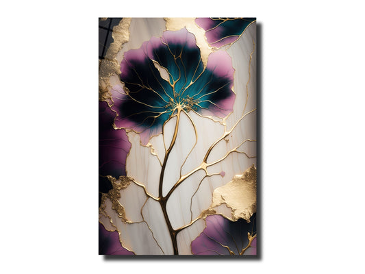 Abstract Floral Marble Design Glass Wall Art-Home&Office Glass Printing Wall Decor