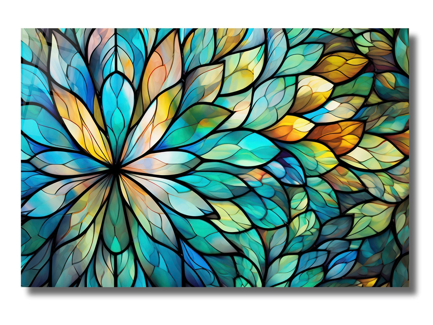 Stained Glass Floral Pattern Wall Art-Home Office Wall Painting Decor