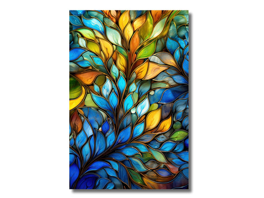 Stained Glass Floral Pattern Wall Art-Home Office Wall Painting Decor