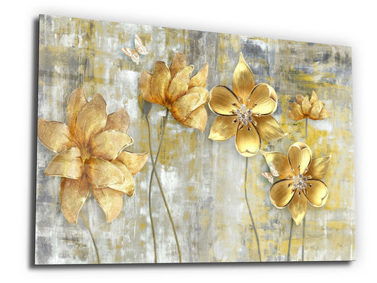 Abstract Floral Glass Printing Wall Art-Home Office Wall Painting Decor