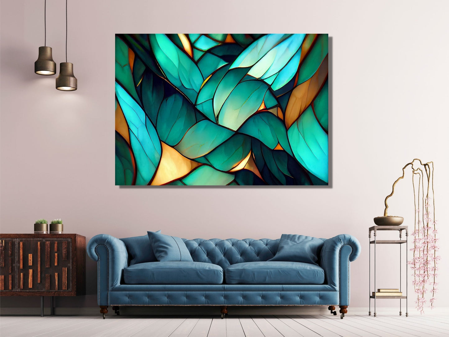 Abstract Floral Glass Printing Wall Art-Home Office Wall Painting Decor