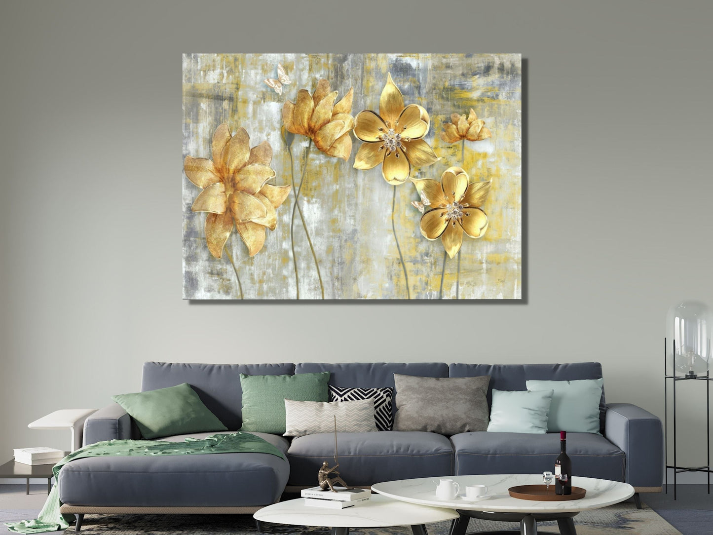 Abstract Floral Glass Printing Wall Art-Home Office Wall Painting Decor