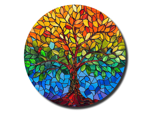 Stained Glass Tree Of Life Pattern Wall Art Decor-Home&Office Glass Printing Wall Painting
