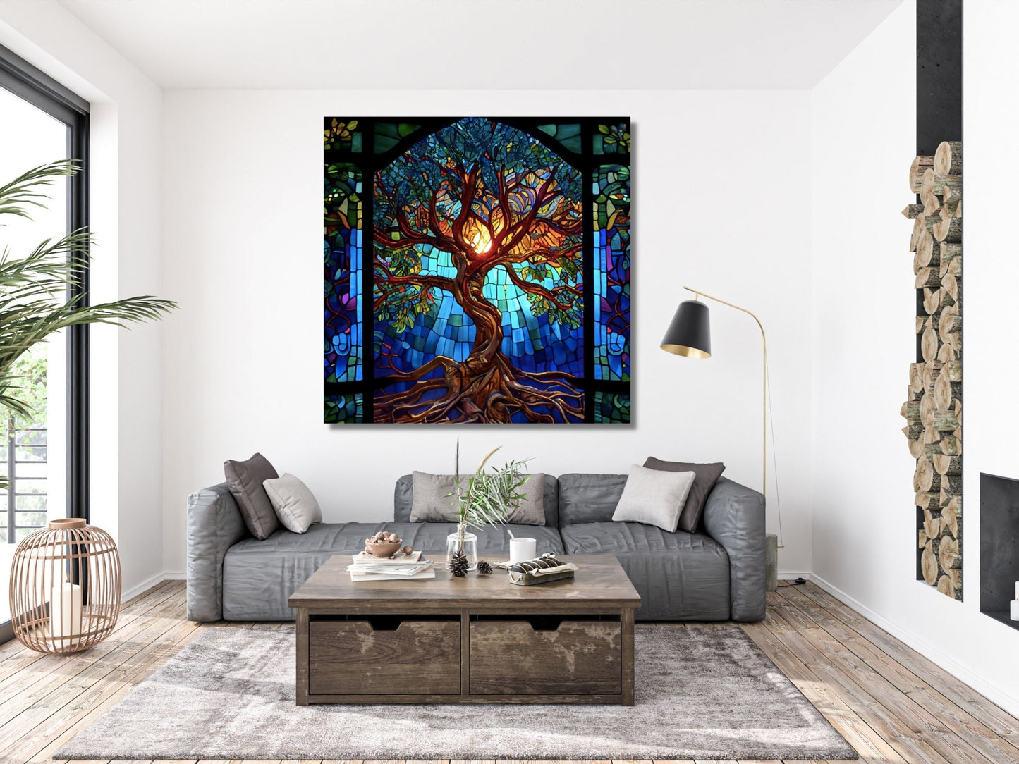Stained Glass Wall Art Tree of Life Window-Wall Painting Decor