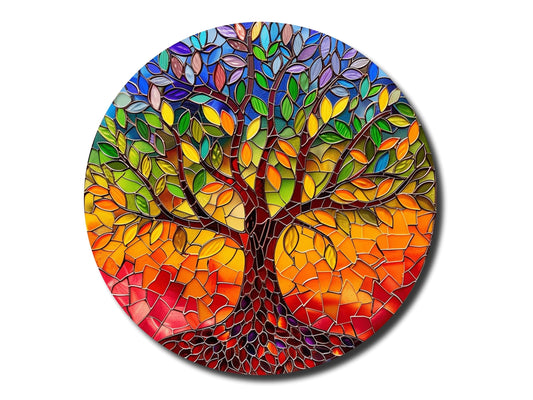 Stained Glass Tree Of Life Pattern Wall Art Decor-Home&Office Glass Printing Wall Painting