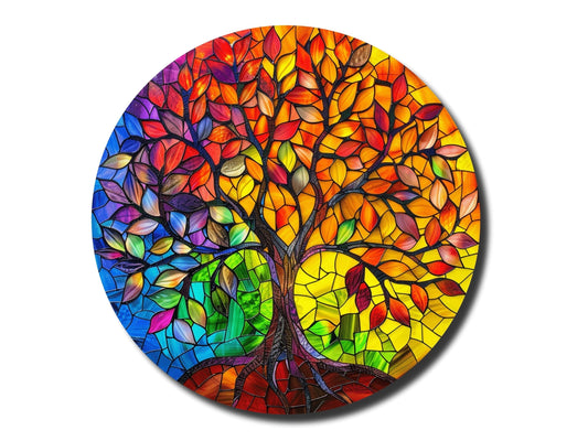 Stained Glass Tree Of Life Pattern Wall Art Decor-Home&Office Glass Printing Wall Painting