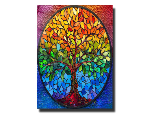 Stained Glass Tree Of Life Pattern Wall Art Decor-Home&Office Glass Printing Wall Painting
