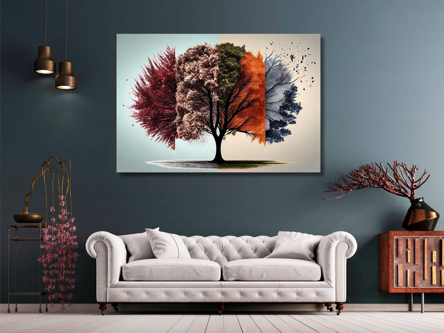 Tree of Life Pattern Tempered Glass Printing Wall Art-Home Office Wall Painting Decor