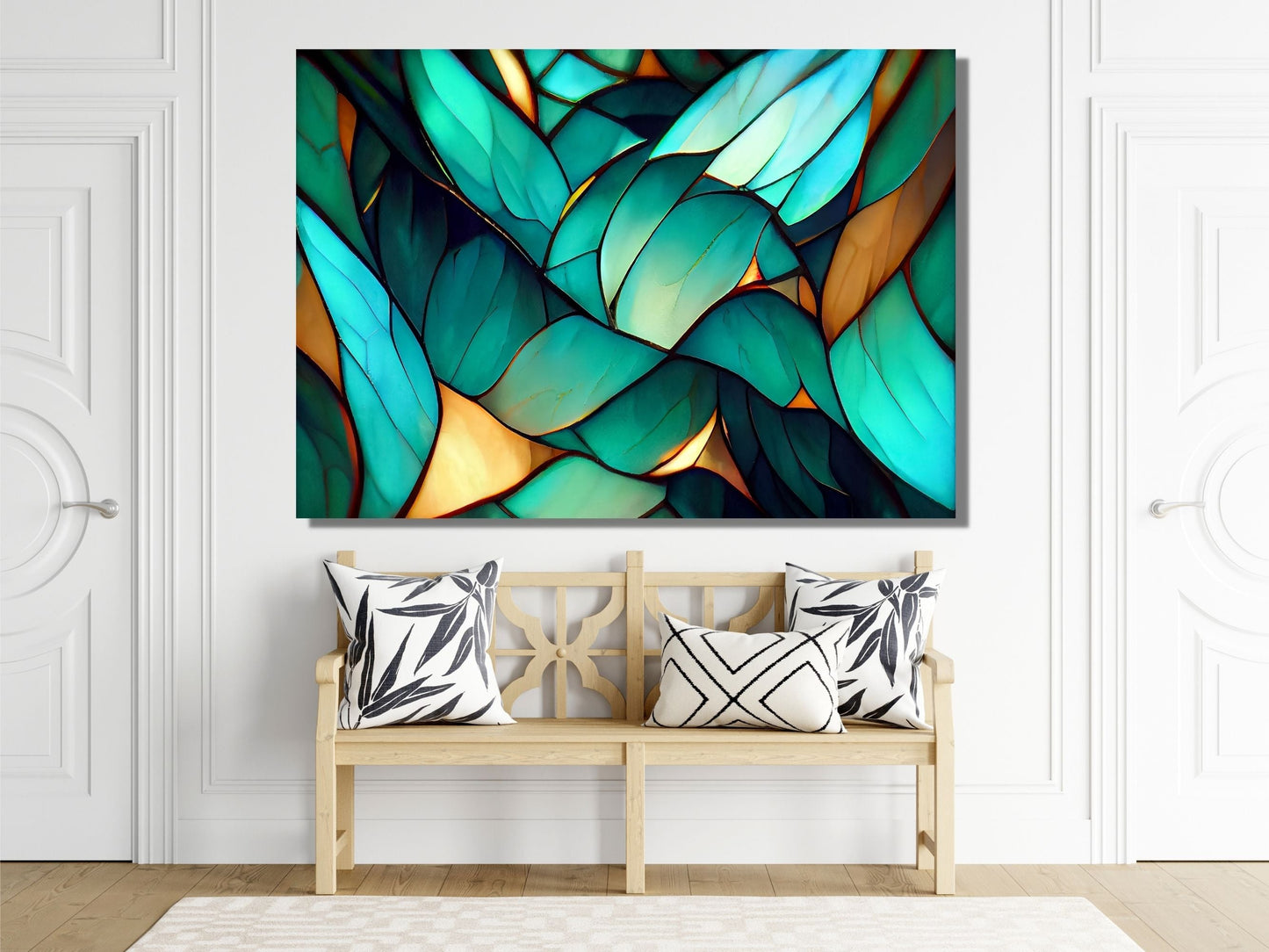 Abstract Floral Glass Printing Wall Art-Home Office Wall Painting Decor