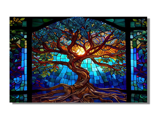 Stained Glass Wall Art Tree of Life Window-Wall Painting Decor