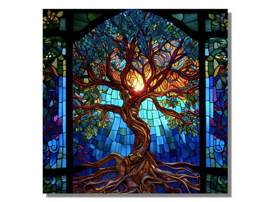 Stained Glass Wall Art Tree of Life Window-Wall Painting Decor