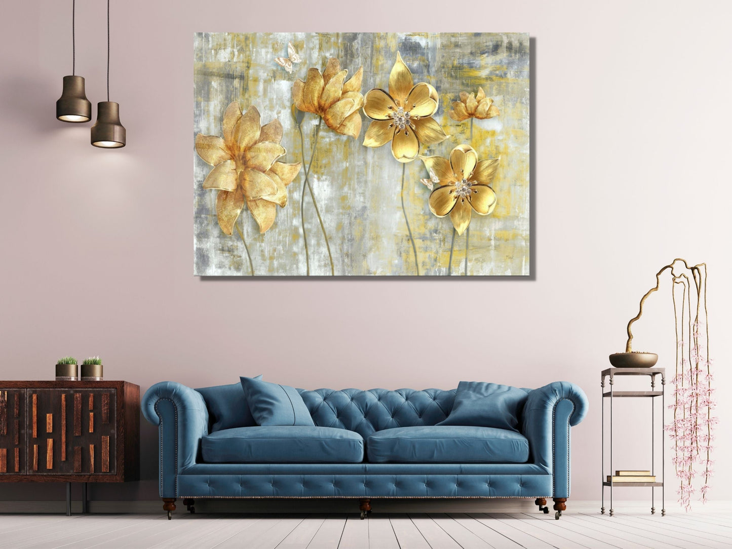 Abstract Floral Glass Printing Wall Art-Home Office Wall Painting Decor