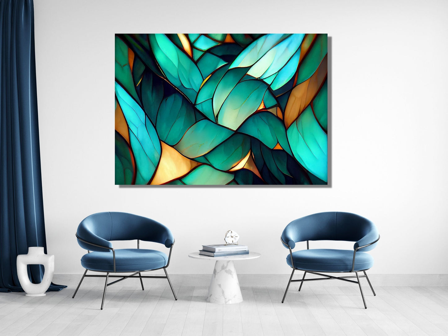 Abstract Floral Glass Printing Wall Art-Home Office Wall Painting Decor