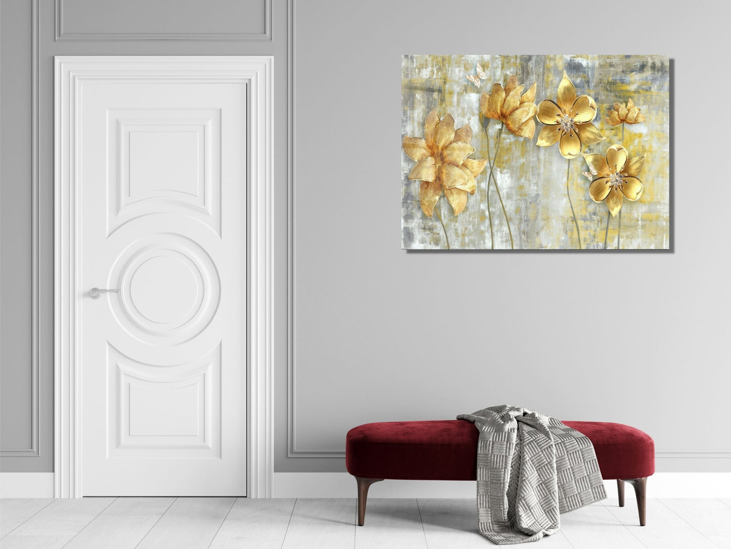 Abstract Floral Glass Printing Wall Art-Home Office Wall Painting Decor